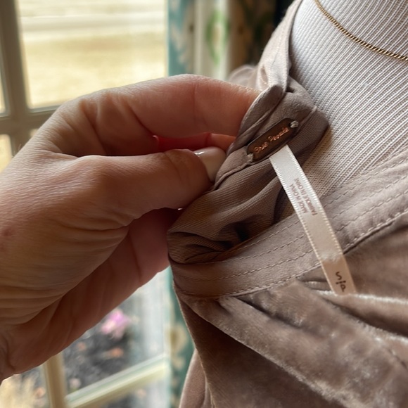 Free People long sleeve taupe velvet dress - Picture 8 of 10